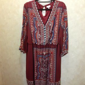 Plus Size Burgundy Dress